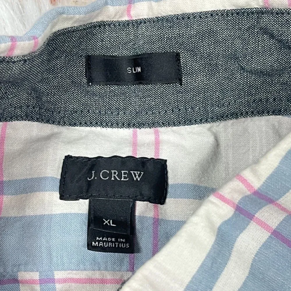 J Crew Mens Shirt XL Slim Fit Plaid Long Sleeve